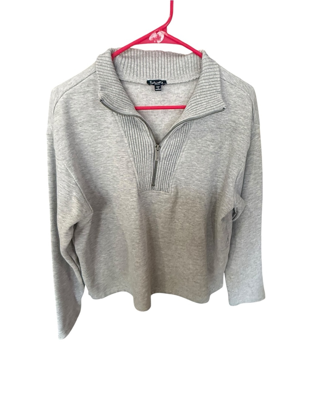 Splendid Light Gray Quarter-Zip Pullover Sweatshirt size small